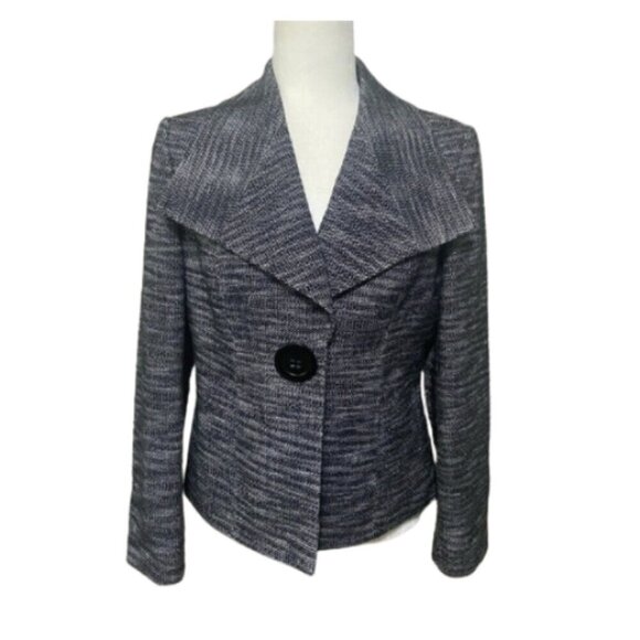 Liz Claiborne Suits LIKE NEW tweed textured oversized lapel one button blazer 8 - Picture 1 of 7
